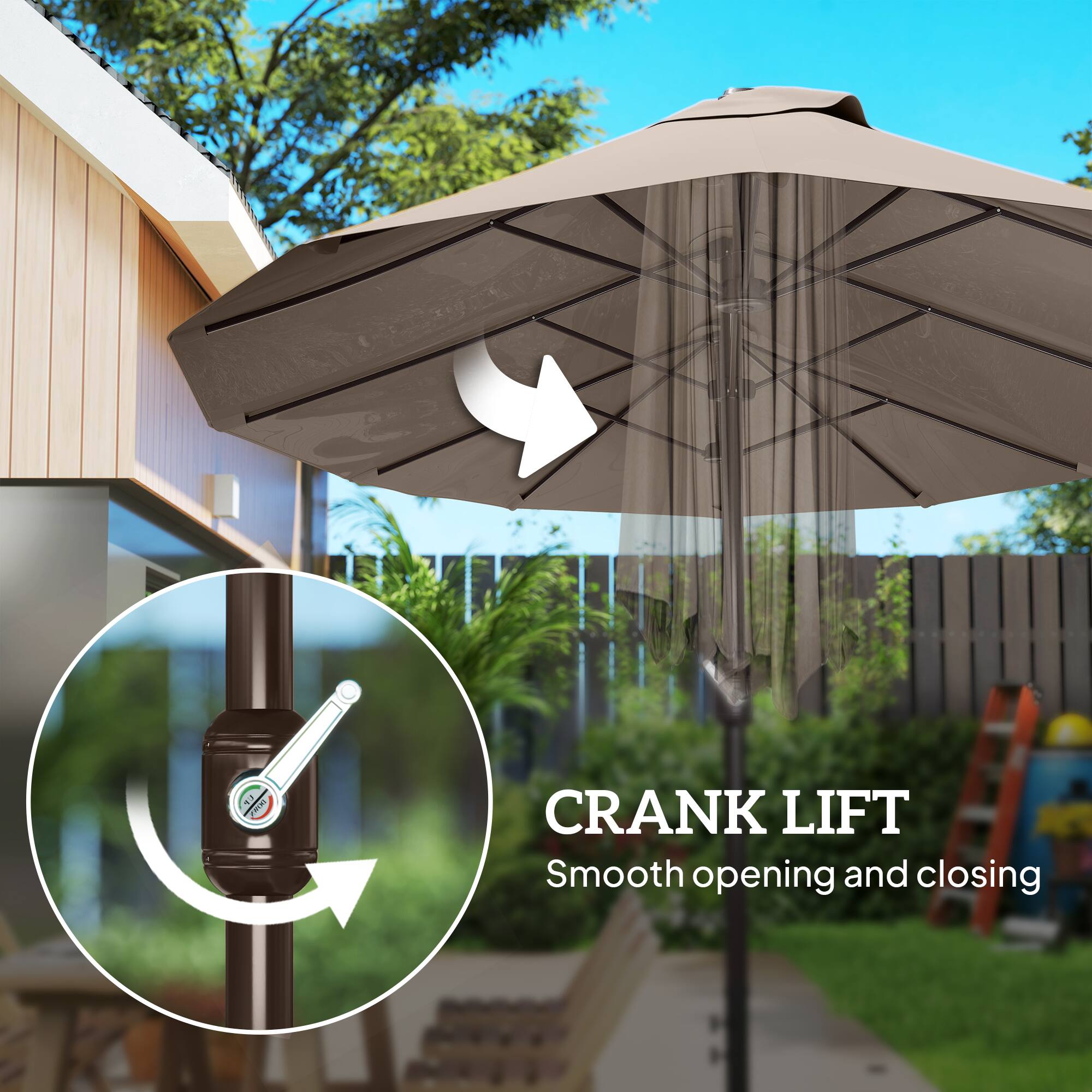 CRANK LIFT  
Smooth opening and closing