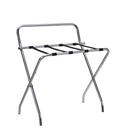 Kings Brand Furniture - Foldable Luggage Rack with Straps Heavy Duty Suitcase Stand - Chrome
