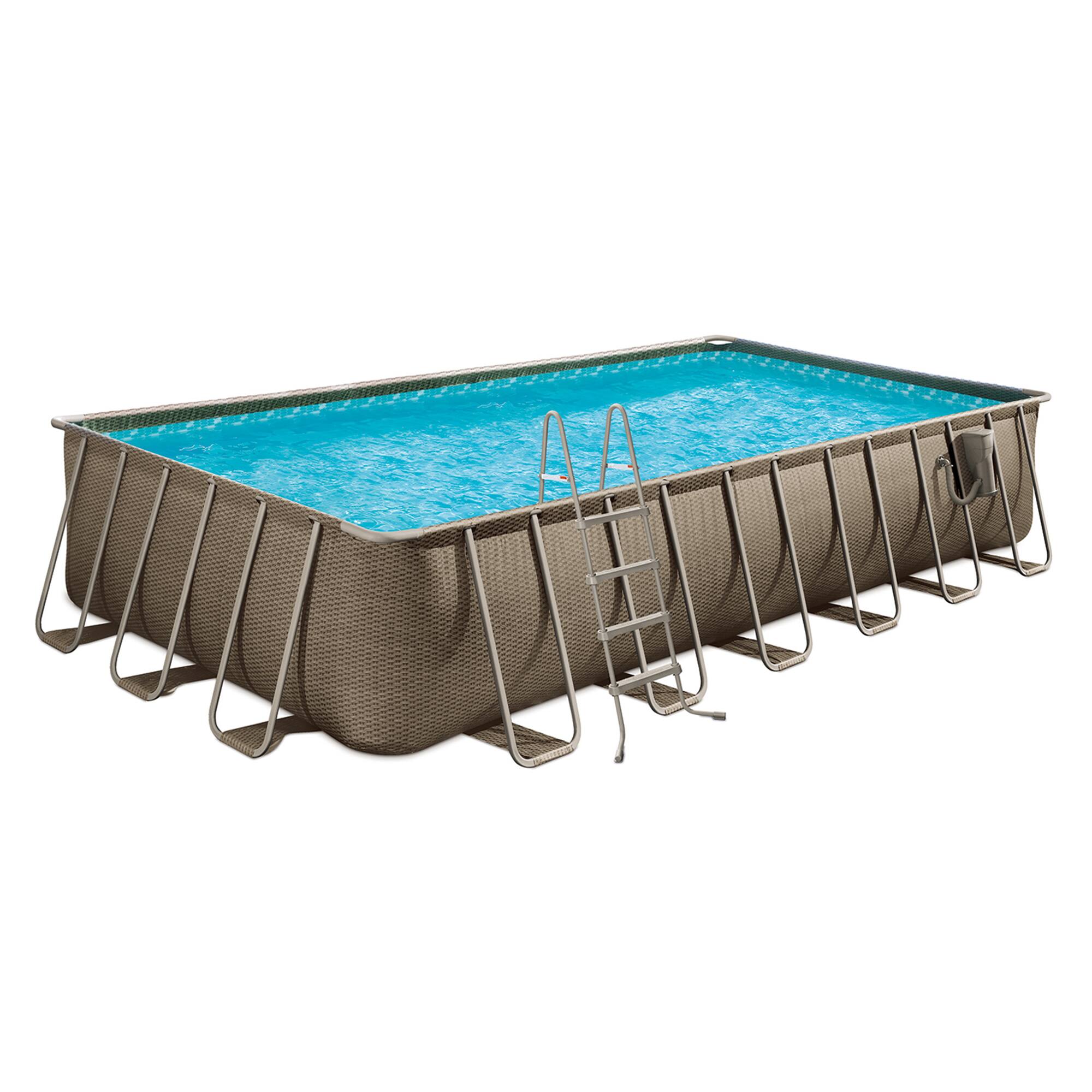 "Funsicle - 24'x12'x52"" Oasis Rectangle Outdoor Above Ground Swimming Pool, Brown - Brown Basket" price history on PriceWatchPro