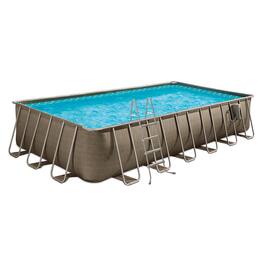 Funsicle - 24'x12'x52" Oasis Rectangle Outdoor Above Ground Swimming Pool, Brown - Brown Basket