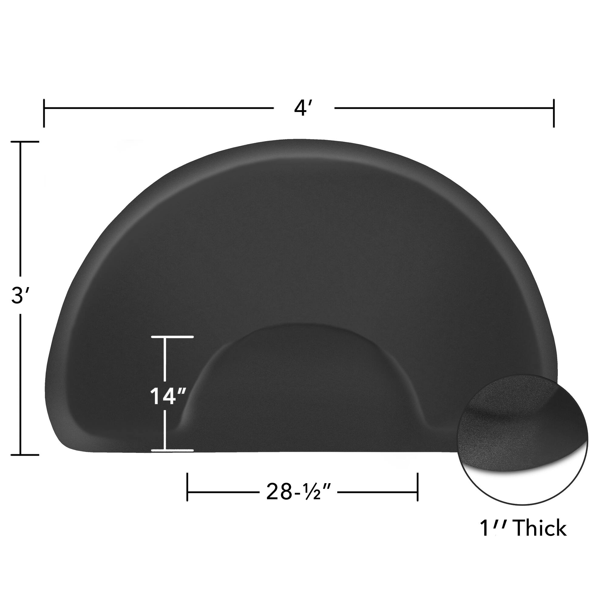 4' 3' 1 14" 28-1/2" 1" Thick