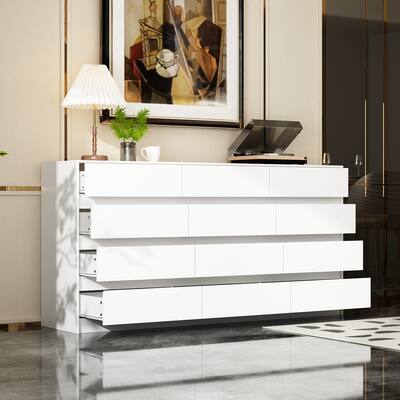 minimalist dresser design 94.5 inch Modern Wood Reeded Drawer Dresser With Doors, Minimalist Dresser Organizer Storage Cabinet With Charging Station for Bedroom,Living room,