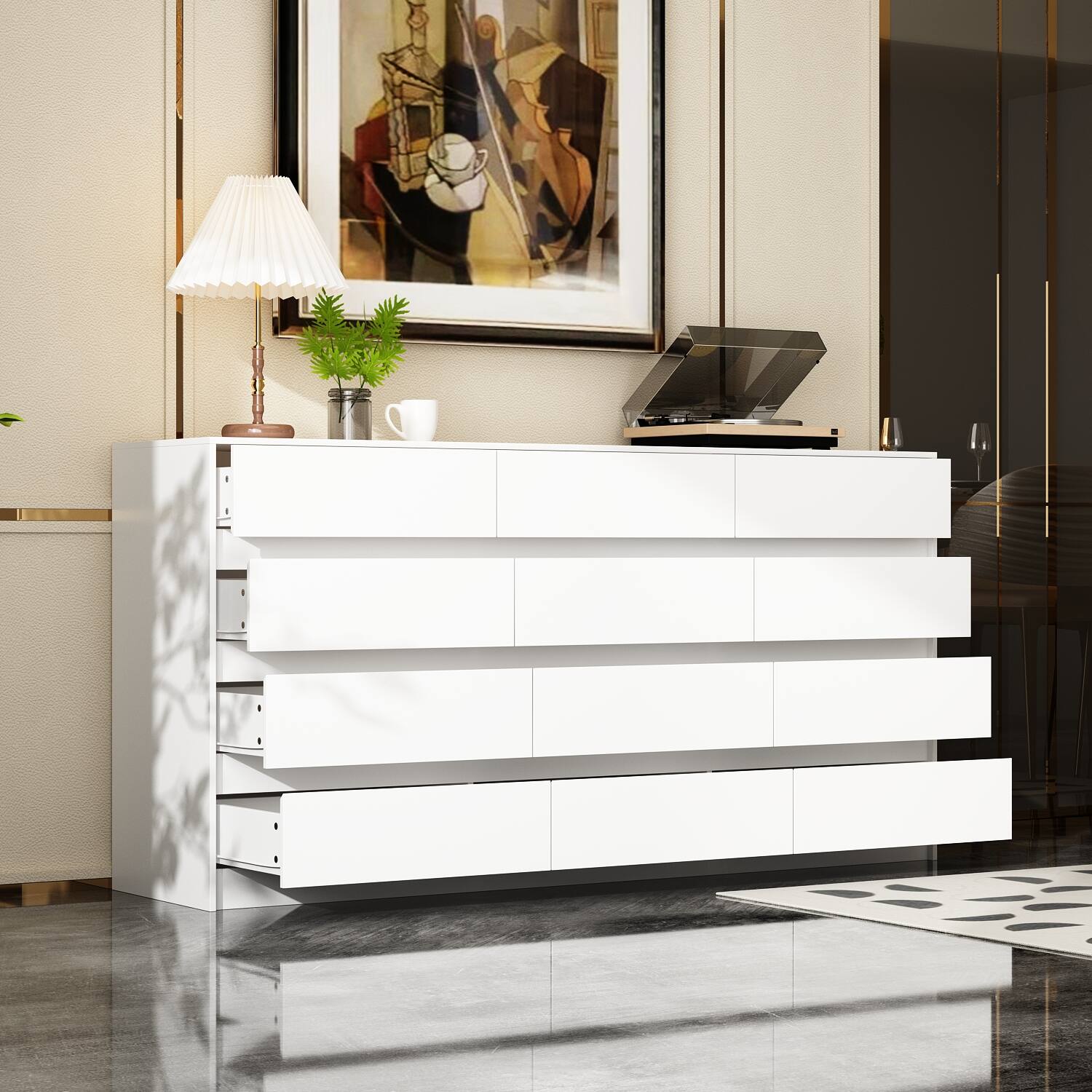 Alt View 10. Famapy - Famapy Horizontal Dresser: Minimalist Design with Smart Storage - White.