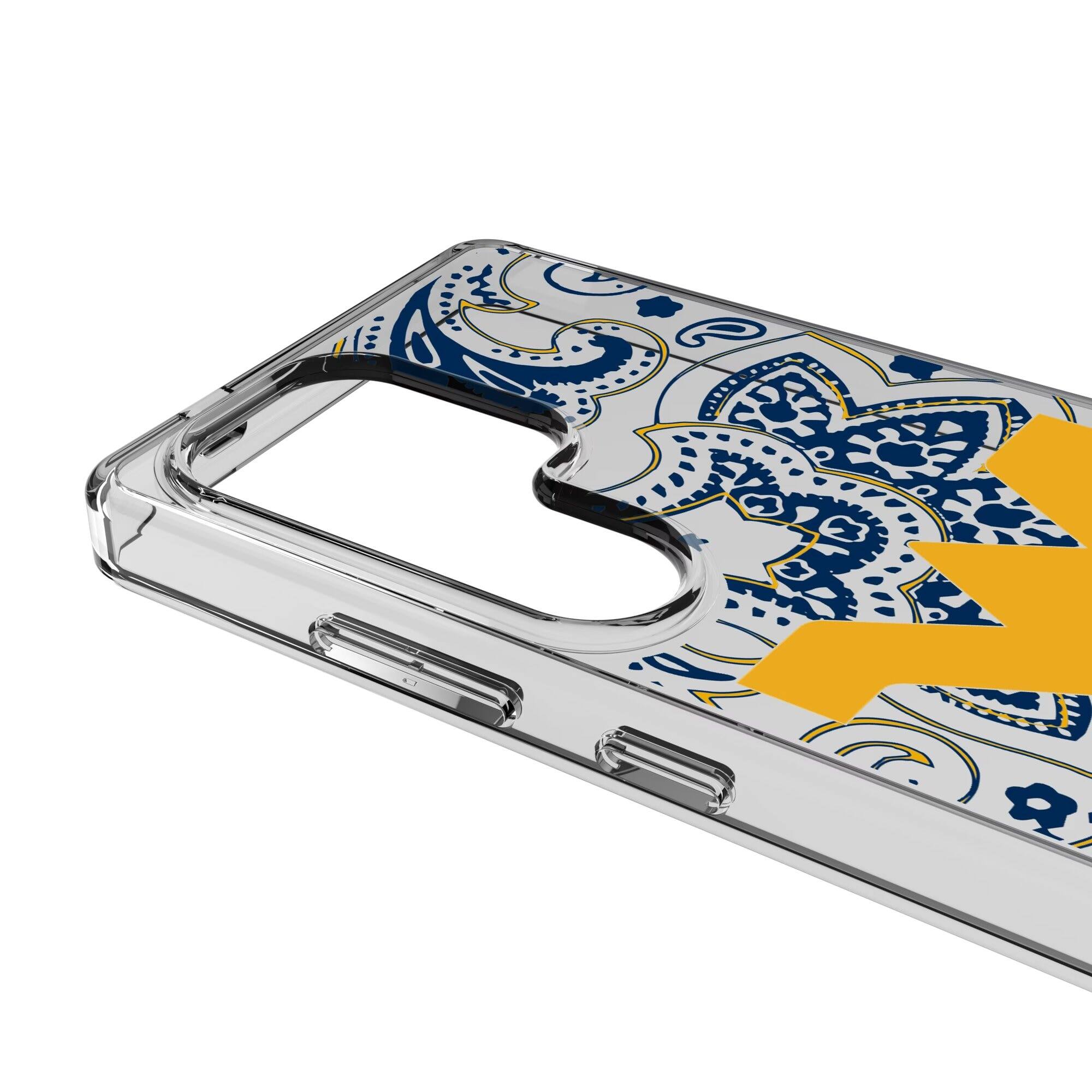 Alt View 2. Keyscaper - West Virginia Mountaineers Paisley Galaxy Clear Case - S25 Ultra - Multicolor.