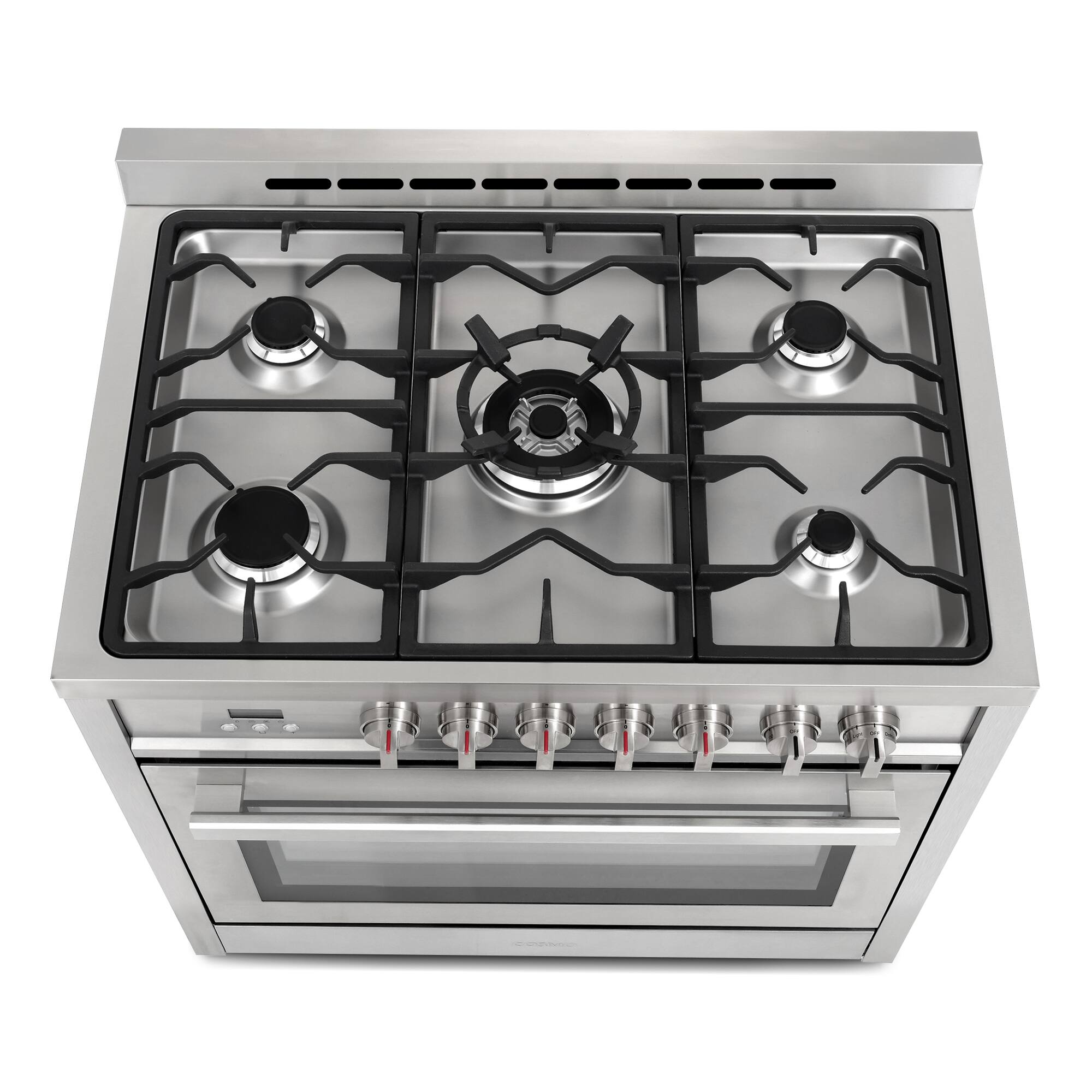 Alt View 6. COSMO - F965 36 in. Stellar Collection 3.8 cu. ft. Dual Fuel Range, 5 Sealed Burners, 8 Function Convection Oven - Stainless Steel.