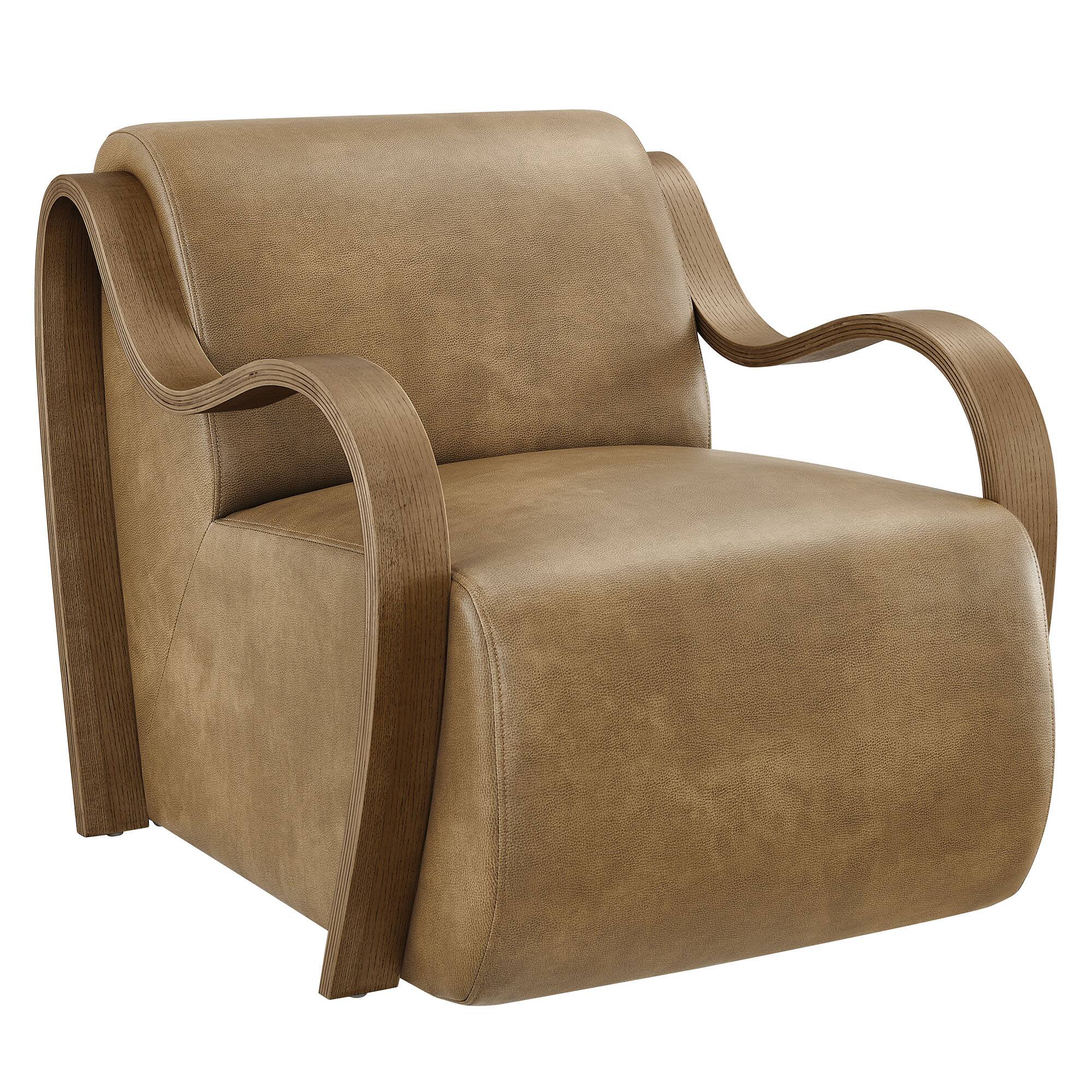 Angle. Modway - Atrium Vegan Leather Accent Armchair by Modway - Toast.