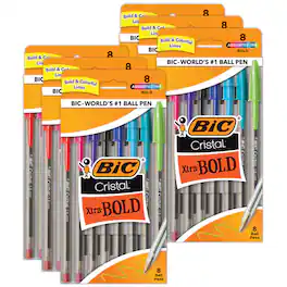 BIC - Cristal Xtra Bold Fashion Bold Point (1.6mm) 8 Per Pack, 6 Packs