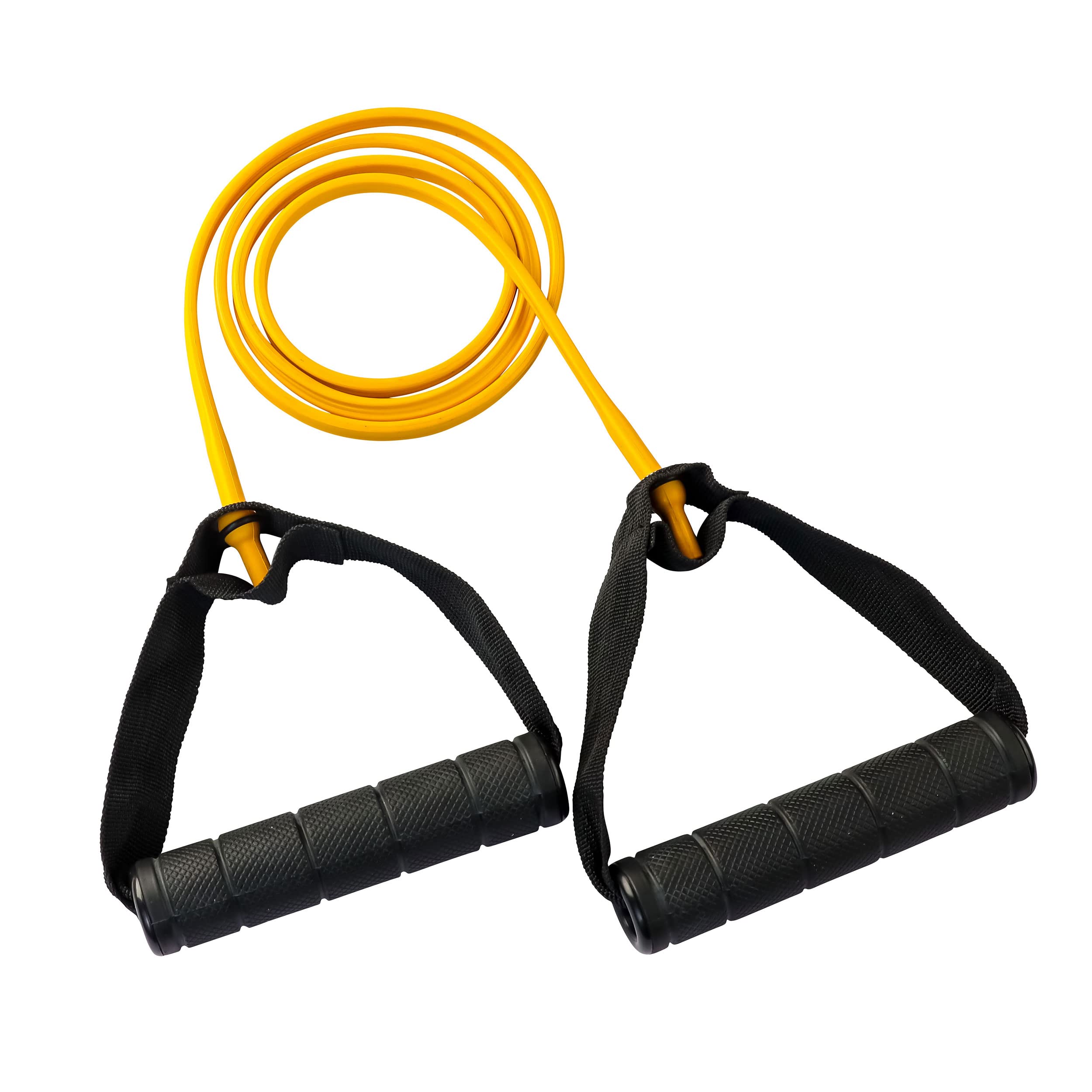 Front. Amber Sporting Goods - Body-Solid Tools (BSTRT1) Medium Resistance Tube Bands - Exercise Tubes for Workouts with Comfort Grip Handles - Yellow - Yellow.