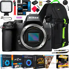 Nikon - Z50II Mirrorless Camera 4K DX Body Kit + Backpack + LED & Accessories Bundle