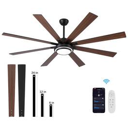 Sofucor - Smart Ceiling Fan with Light and Remote/APP Control 72 inch Large Low Profile Ceiling Fans for Farmhouse Indoor Outdoor - Black