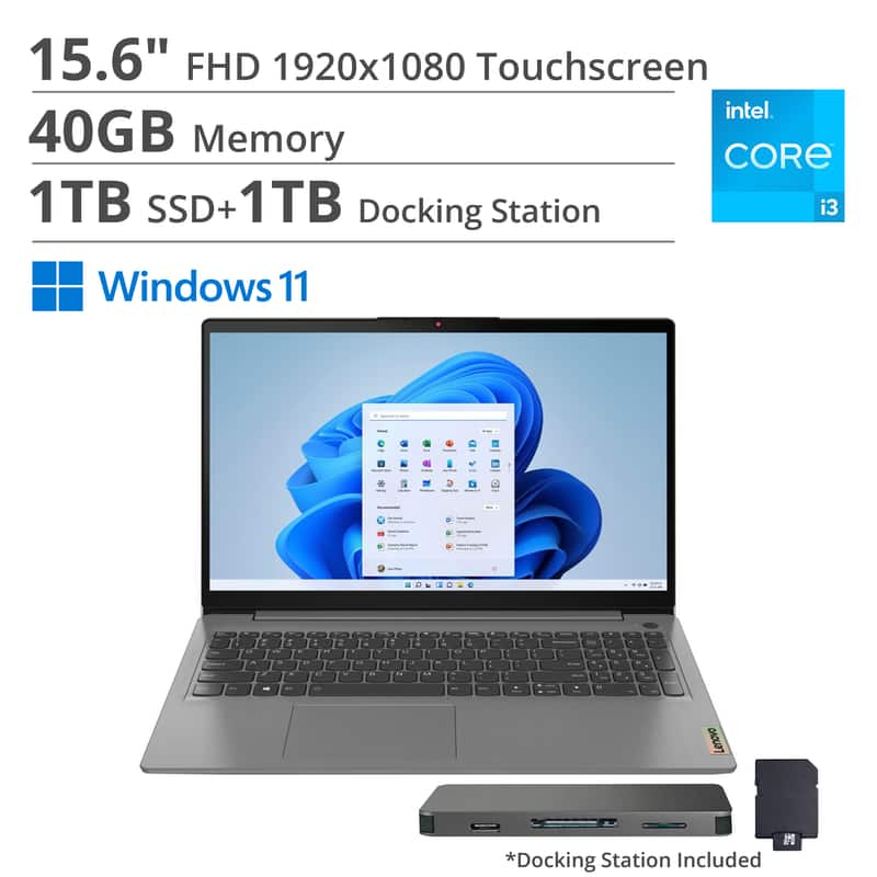 Lenovo - Ideapad 3i 15.6" FHD Touchscreen Laptop - Core i3-1115G4 with 40GB Memory - 1TB SSD - Arctic Grey