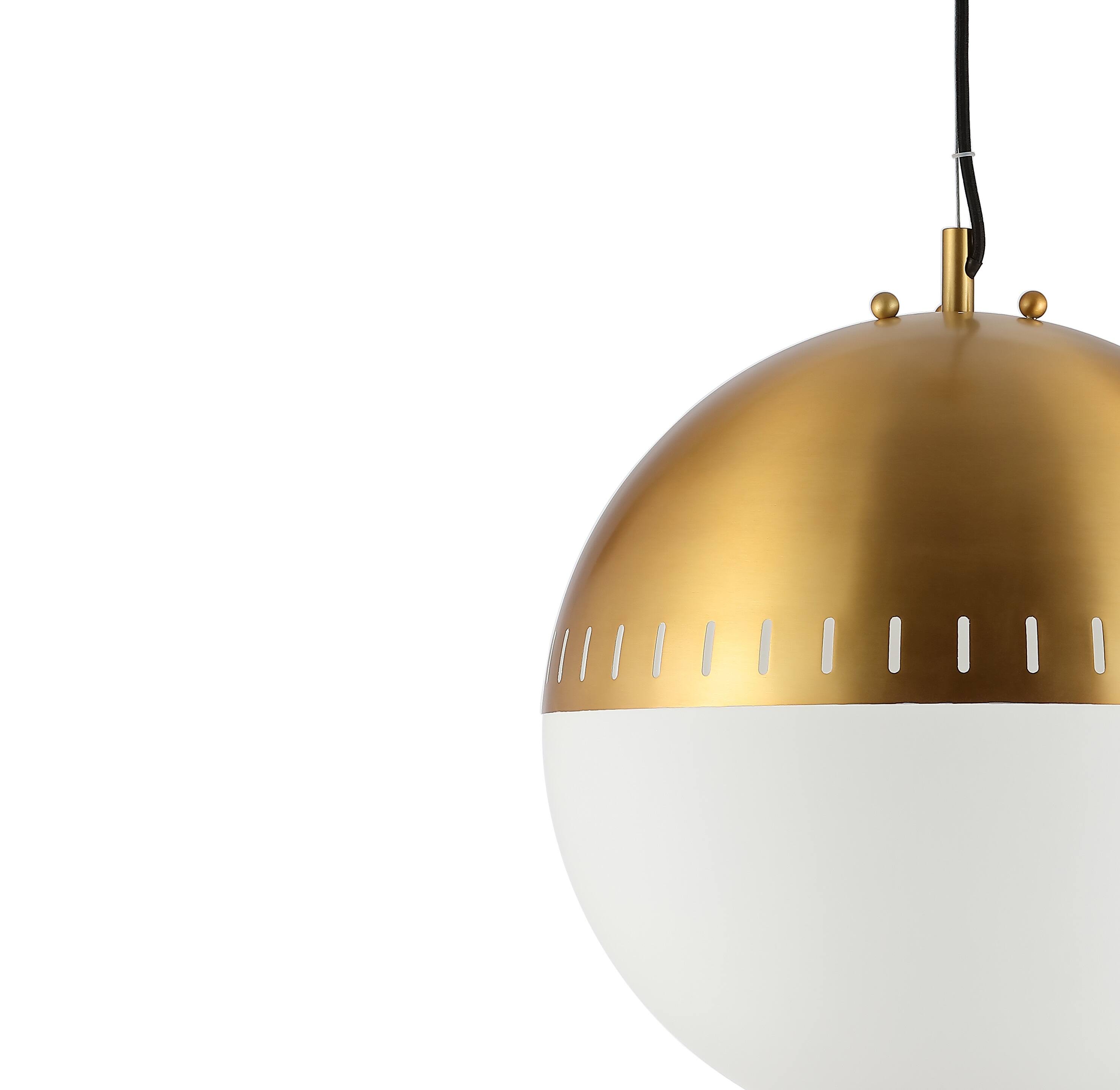 Alt View 3. Jonathan Y - Remy 15.75" Adjustable Iron/Glass Art Deco Mid-Century Globe LED Pendant, Brass Gold - Brass Gold.