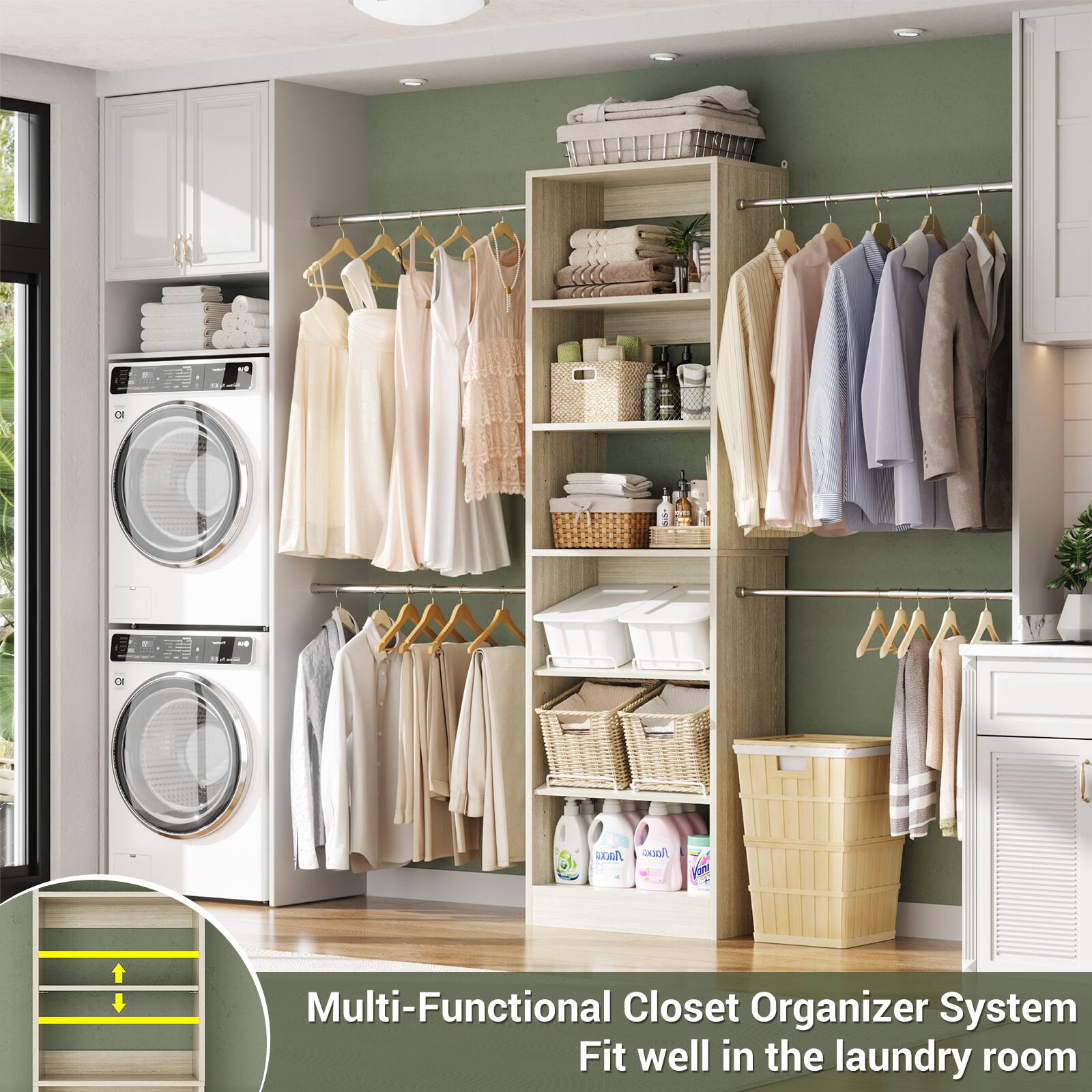 1 X - AA  
4 Multi-Functional Closet Organizer System  
Fit well in the laundry room