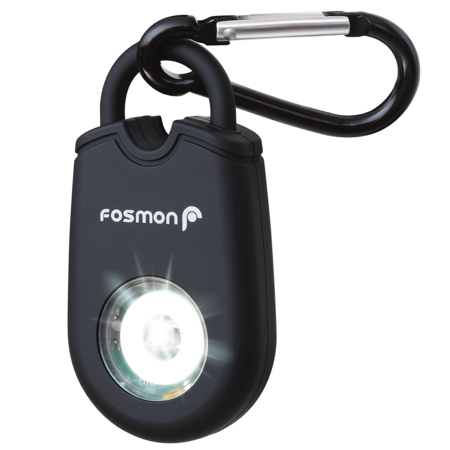 Angle. Fosmon - 2x Personal Alarm for Women, Self Defense Protection Keychain Safety Sound Siren 125DB with Strobe Light LED Flashlight - Black.