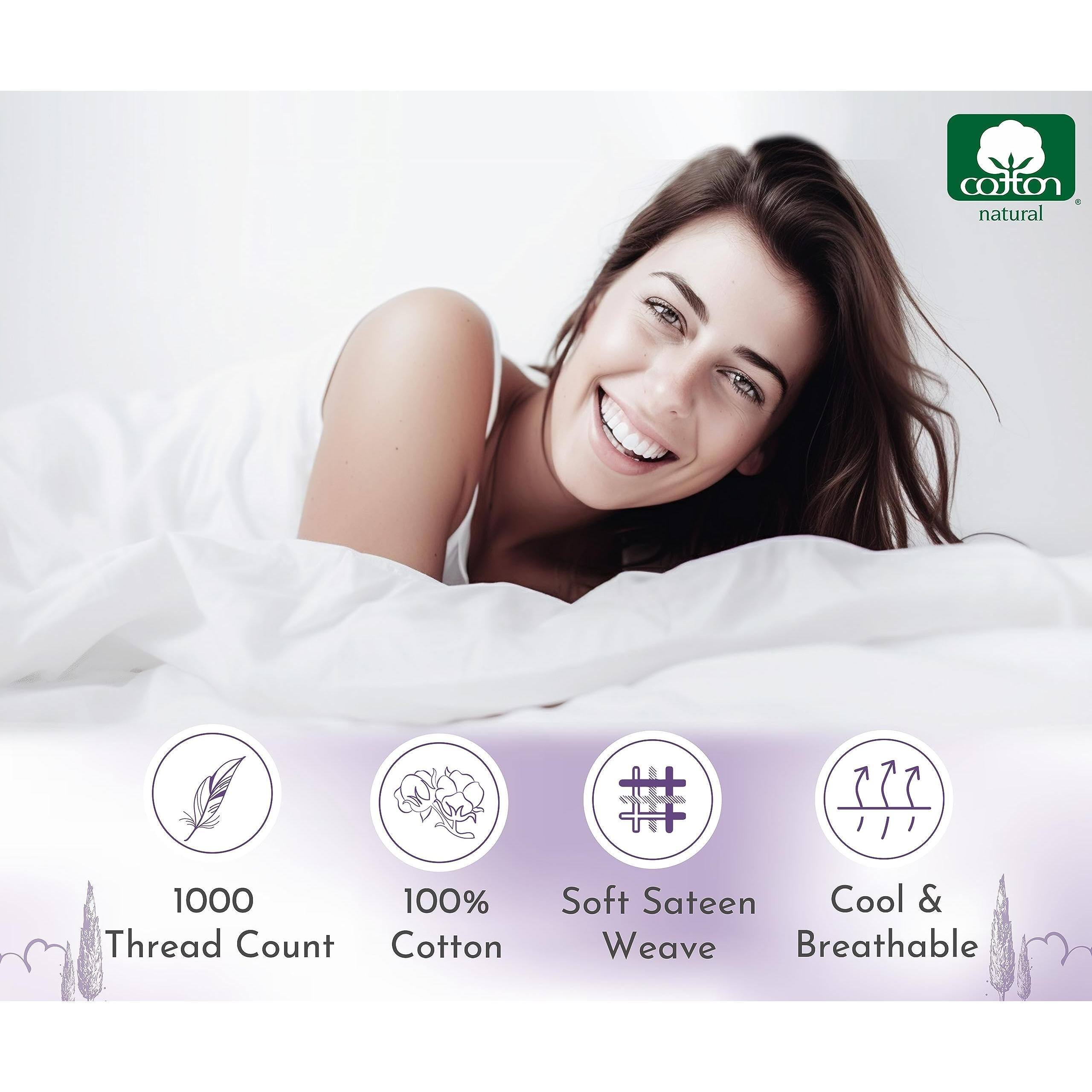 - 1000 Thread Count
- 100% Cotton
- Soft Sateen Weave
- Cool & Breathable