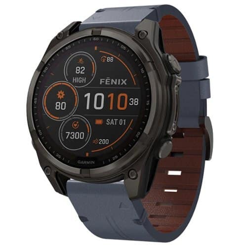 StrapsCo - Italian Leather Strap QuickFit 22 Watch Band For Garmin Fenix 8 & 8 Pro – 47mm - Slate