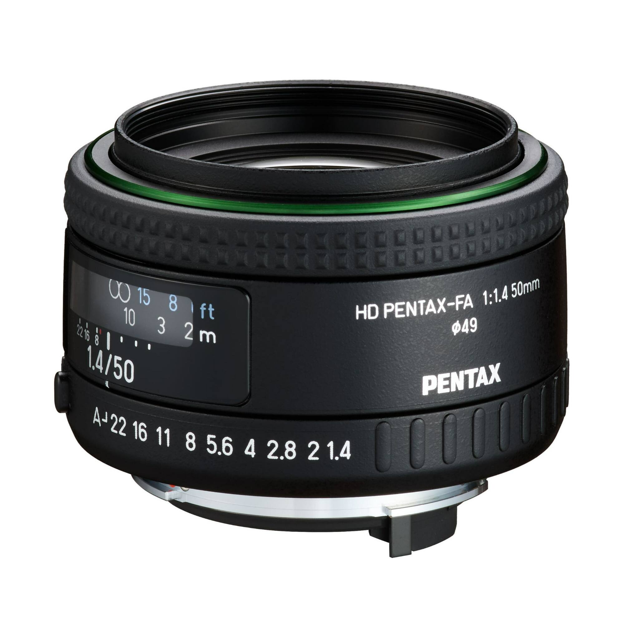 HD PENTAX-FA 1:1.4 50mm  
Φ49  
PENTAX  

A-22 16 11 8 5.6 4 2.8 2 1.4  

15 10 3 2m  
8 ft  
1.4/50
