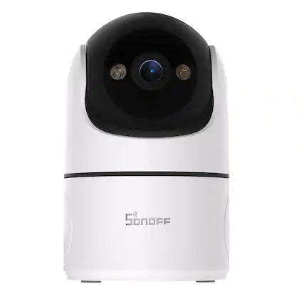 Front. SONOFF - Smart Indoor Home Smart Security Camera with Smart Night Vision and Works with Alexa and Google Home - White and Black.