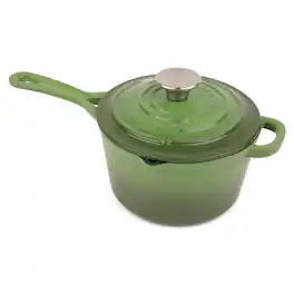 Larder & Vine - 2.2 qt Enameled Cast Iron Saucepan with Lid - Okra