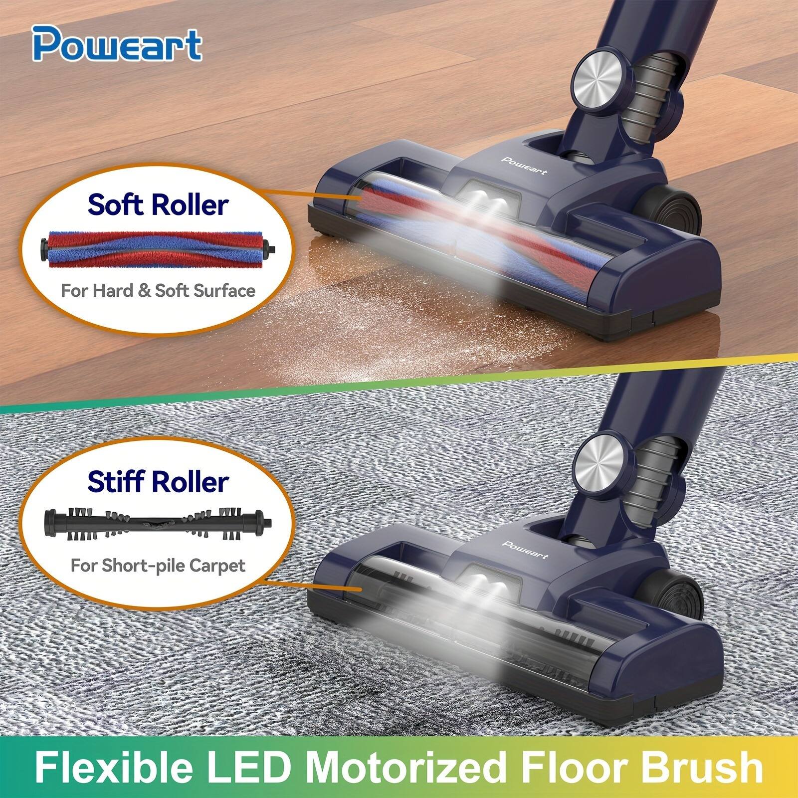 Poweart

Soft Roller  
For Hard & Soft Surface

Stiff Roller  
For Short-pile Carpet

Flexible LED Motorized Floor Brush