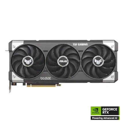 The text on the image reads "SL 1 - TUF GAMING I ASUS E M1 iAr AMME TOWEN GEFORCE NVIDIA RTX Powering Advanced AI."