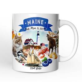 OrnamentallyYou - Artistic Maine State Themes and Landmarks Mug - White
