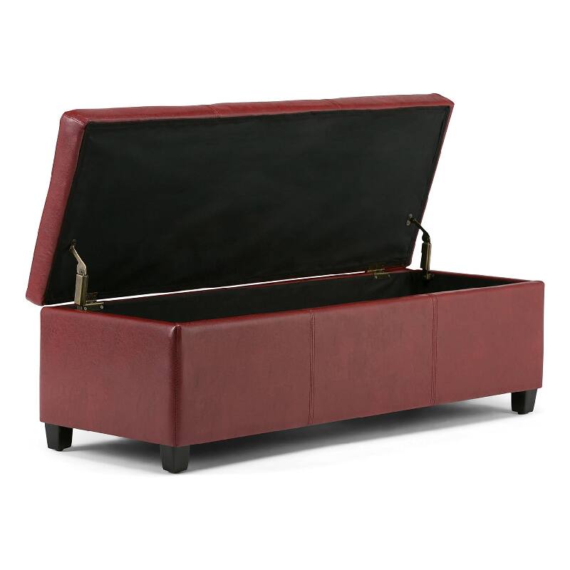 Alt View 1. Lumina Wise - Red Faux Leather Storage Ottoman Bench - Red.