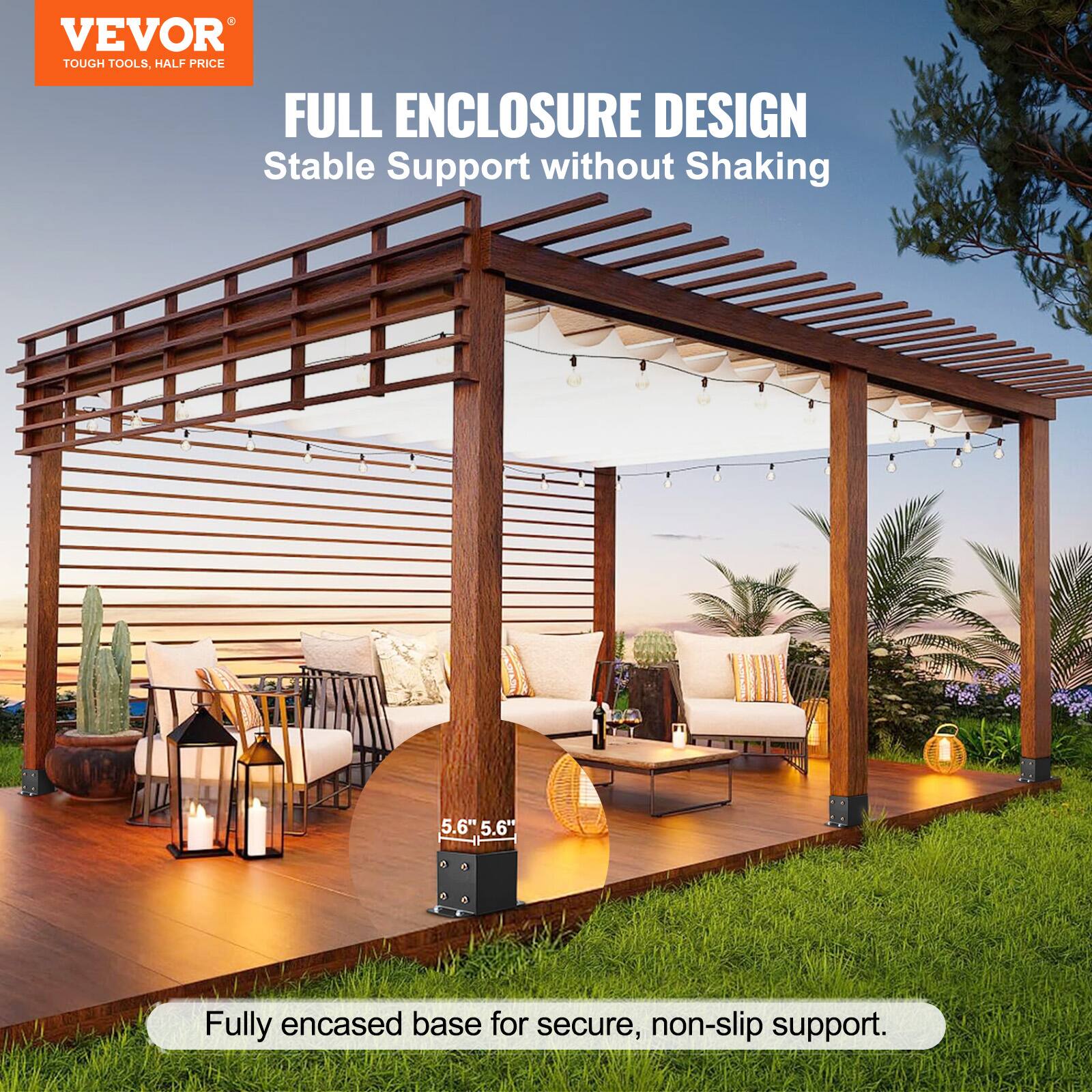 VEVOR TOUGH TOOLS, HALF PRICE

FULL ENCLOSURE DESIGN
Stable Support without Shaking

5.6" x 5.6" Fully encased base for secure, non-slip support.