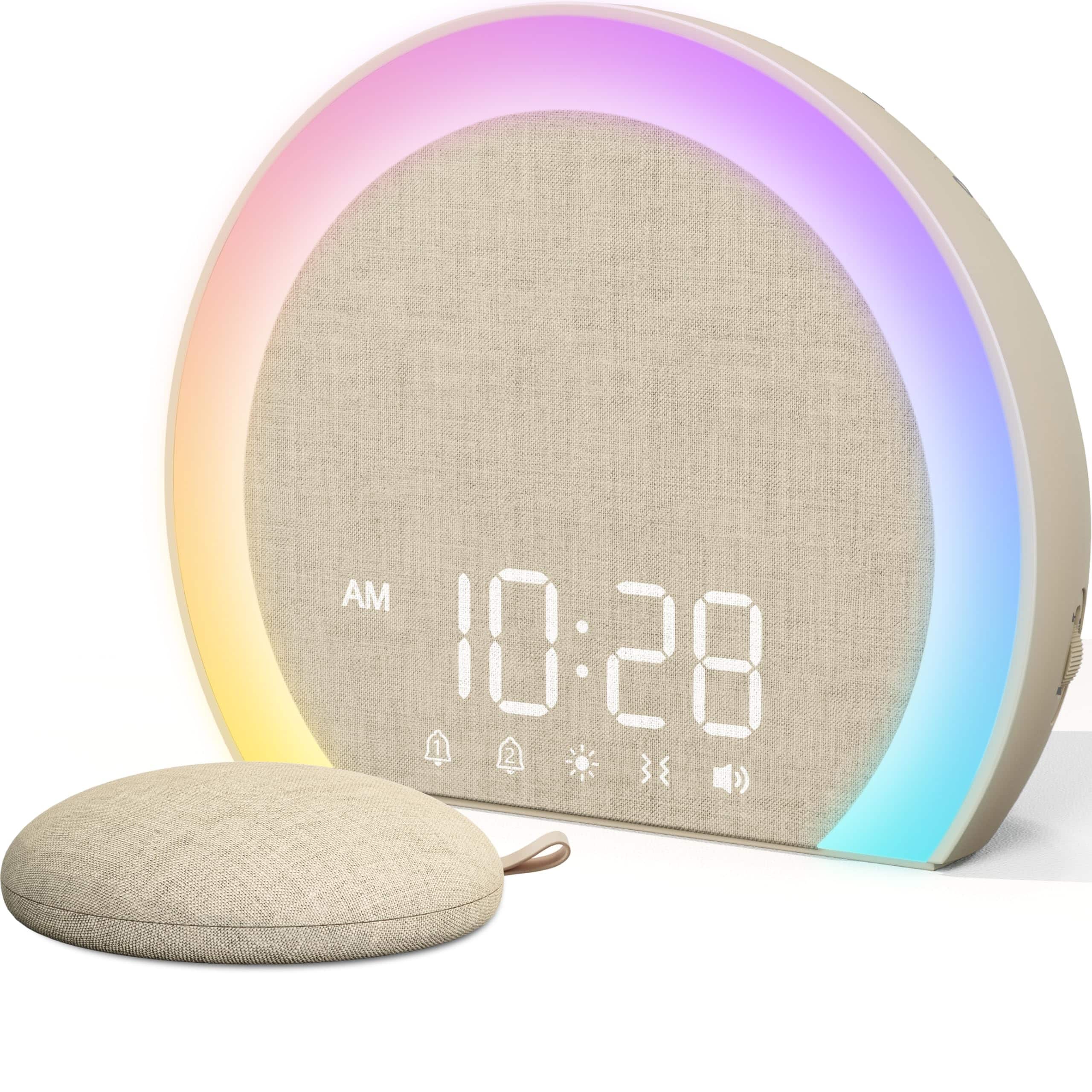 Dazzed Corner - Alarm Clock with Wireless Bed Shaker, Dual Alarms - Putty