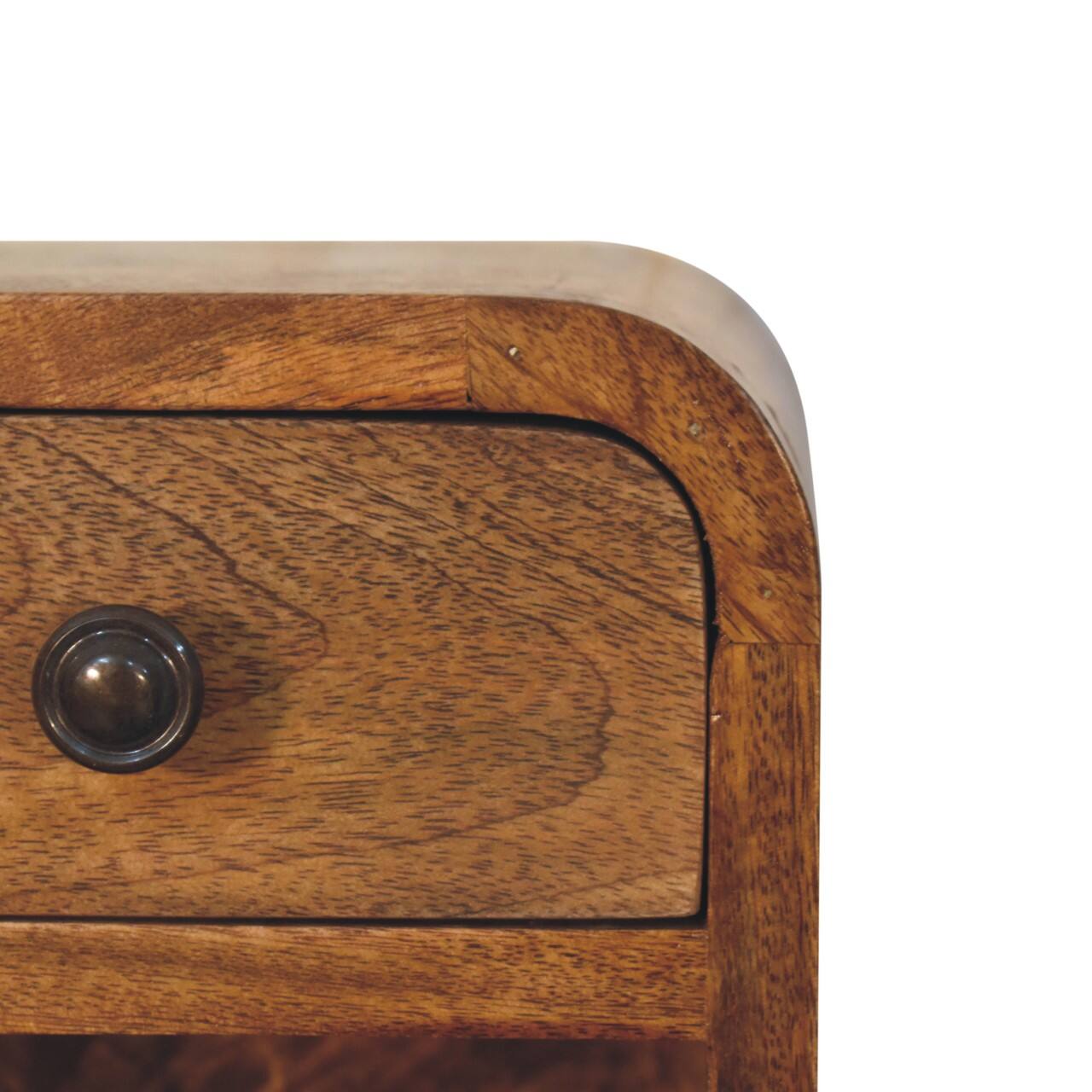 Alt View 1. Artisan Furniture - Artisan Furniture Solid Wood Curved Wall Mounted Bedside, 1 Drawer, 1 Open Slot, Light Brown - Brown.