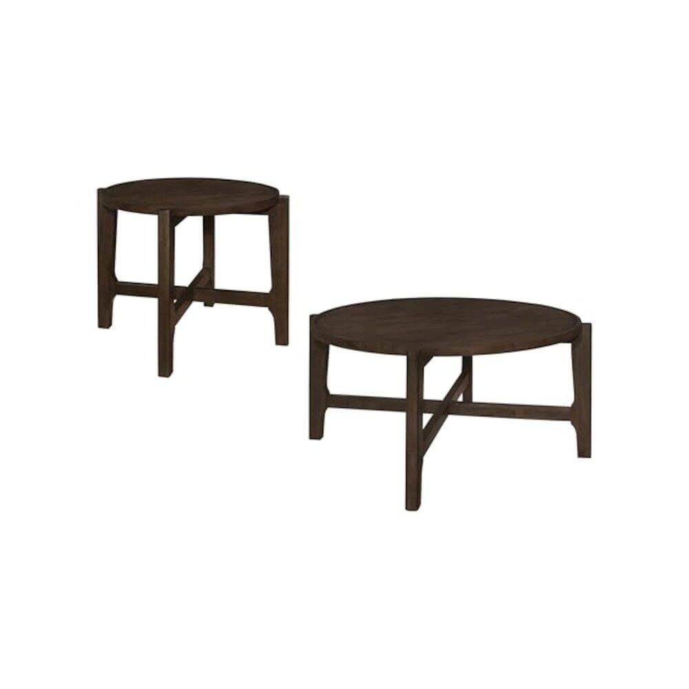 Front. Coaster Co. of America - Cota 2-piece Solid Wood Coffee and End Table Set Dark Brown - Brown.