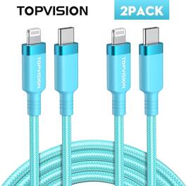 6FT Cable, TOPVISION Fast Charge Nylon Braided Cable, USB A to Lightning Cable Compatible iPhone 14 Pro/13 mini/13/12/11