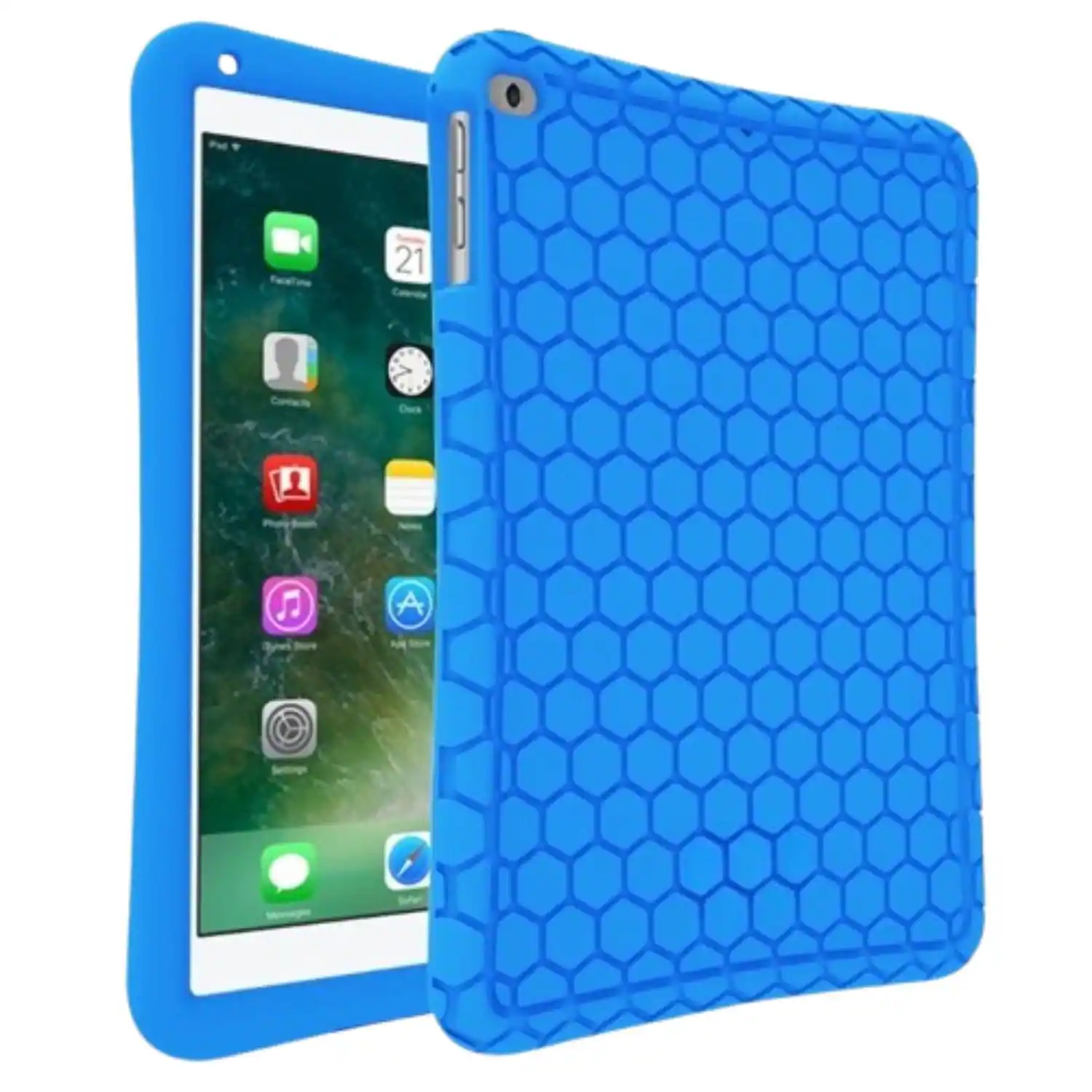 Front. Stock Preferred - iPad 9.7" 5th 2017 / 6th 2018 / iPad Air Silicone Case Kids Cover Skin Blue - Blue.
