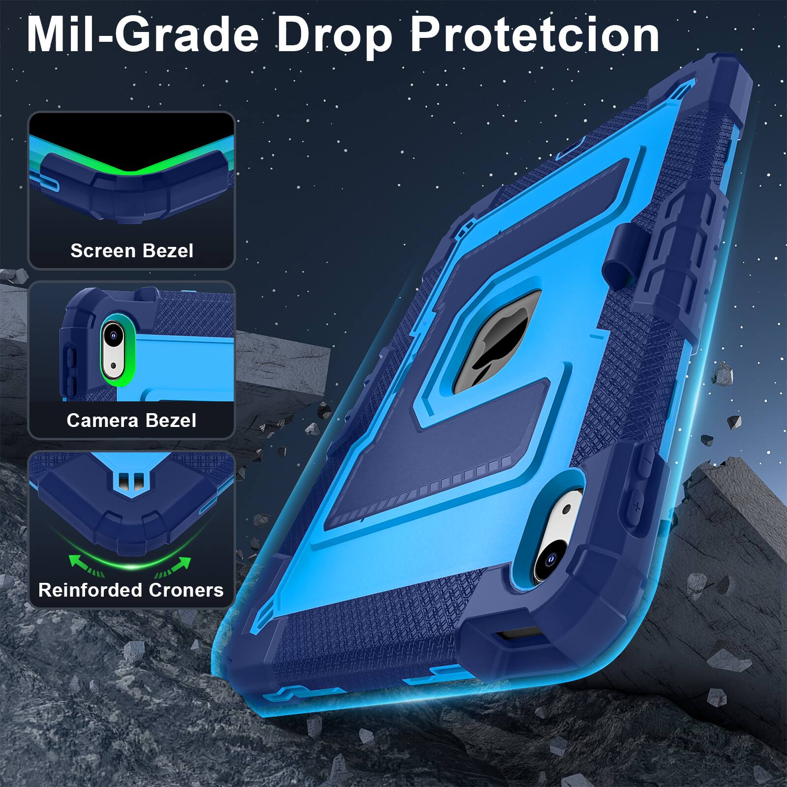 Mil-Grade Drop Protection

- Screen Bezel
- Camera Bezel
- Reinforced Corners