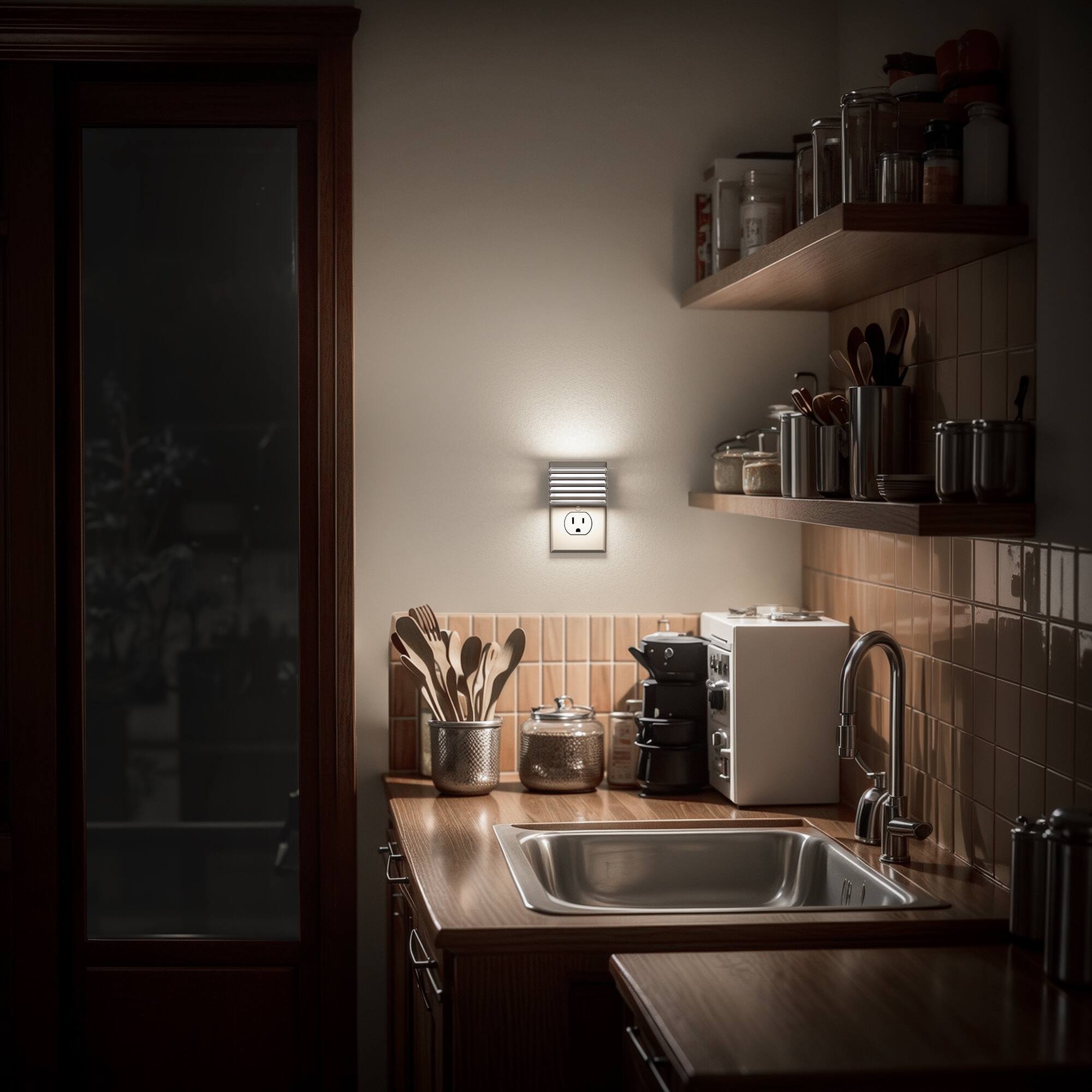 Left. Jandcase - JANDCASE 2-Pack 1W  Plug-in Night Light, 5000K Daylight White Up/Down Light, 3-Step Dimming, Color Memory, Dusk-to-Dawn - White.