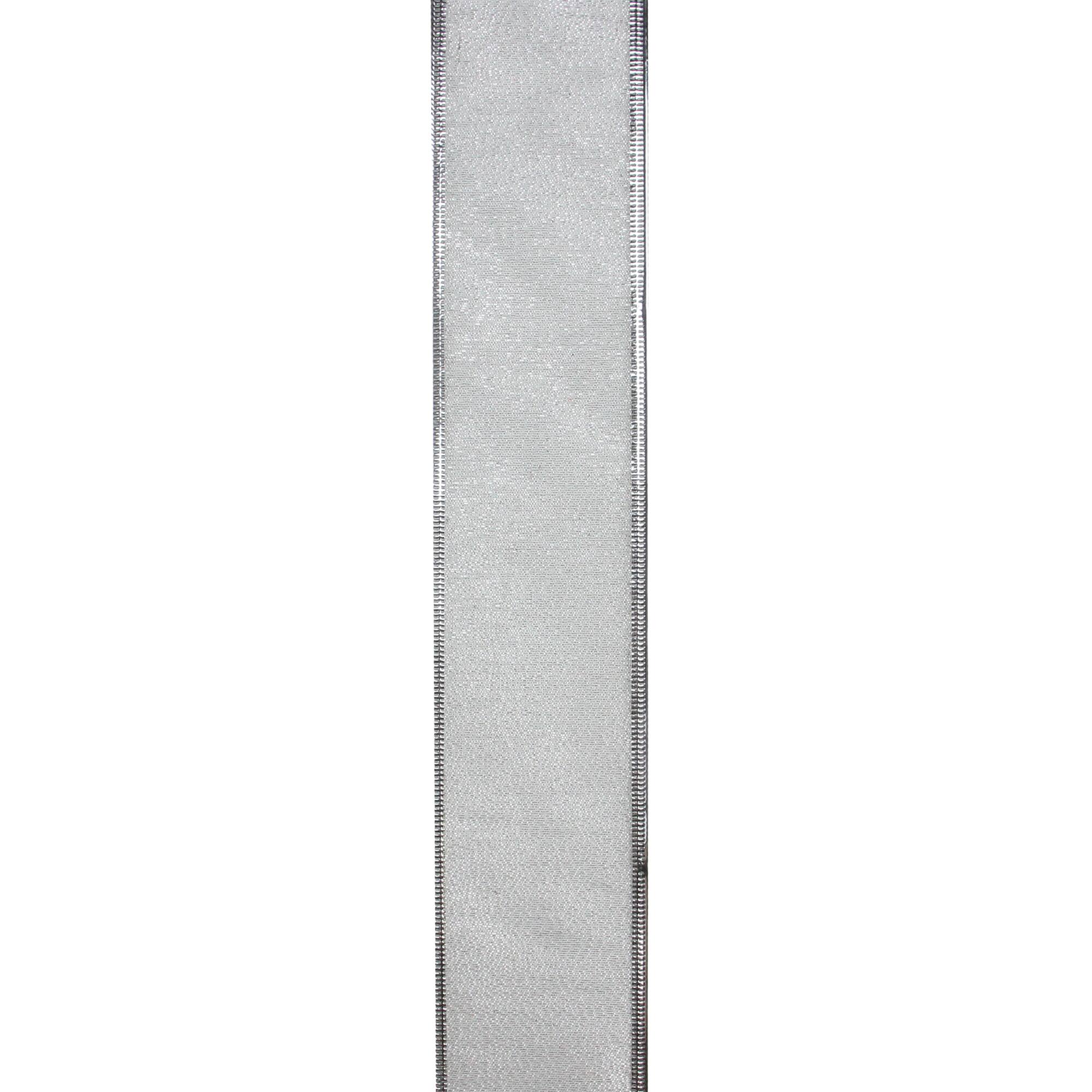 Alt View 1. Northlight - Shimmering Silver Christmas Wired Craft Ribbon 2.5" x 10 Yards - Silver.