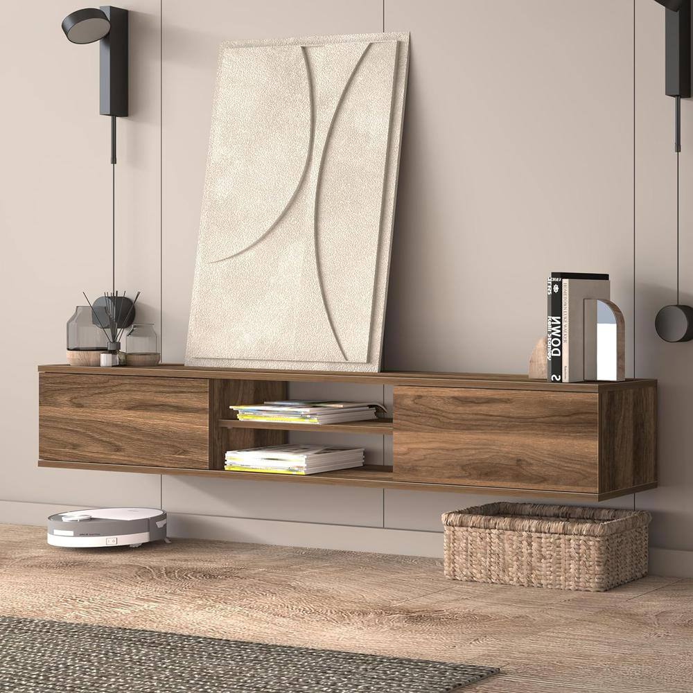 Alt View 2. Atelier Mobili - Atelier Mobili Floating TV Stand 70 Inch, Wall Mounted Entertainment Center - Gray.