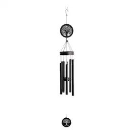 FC Design - 45" Long Solar Tree of Life Silhouette Wind Chime Outdoor Patio or Garden Hanging Decoration - Multi-Color