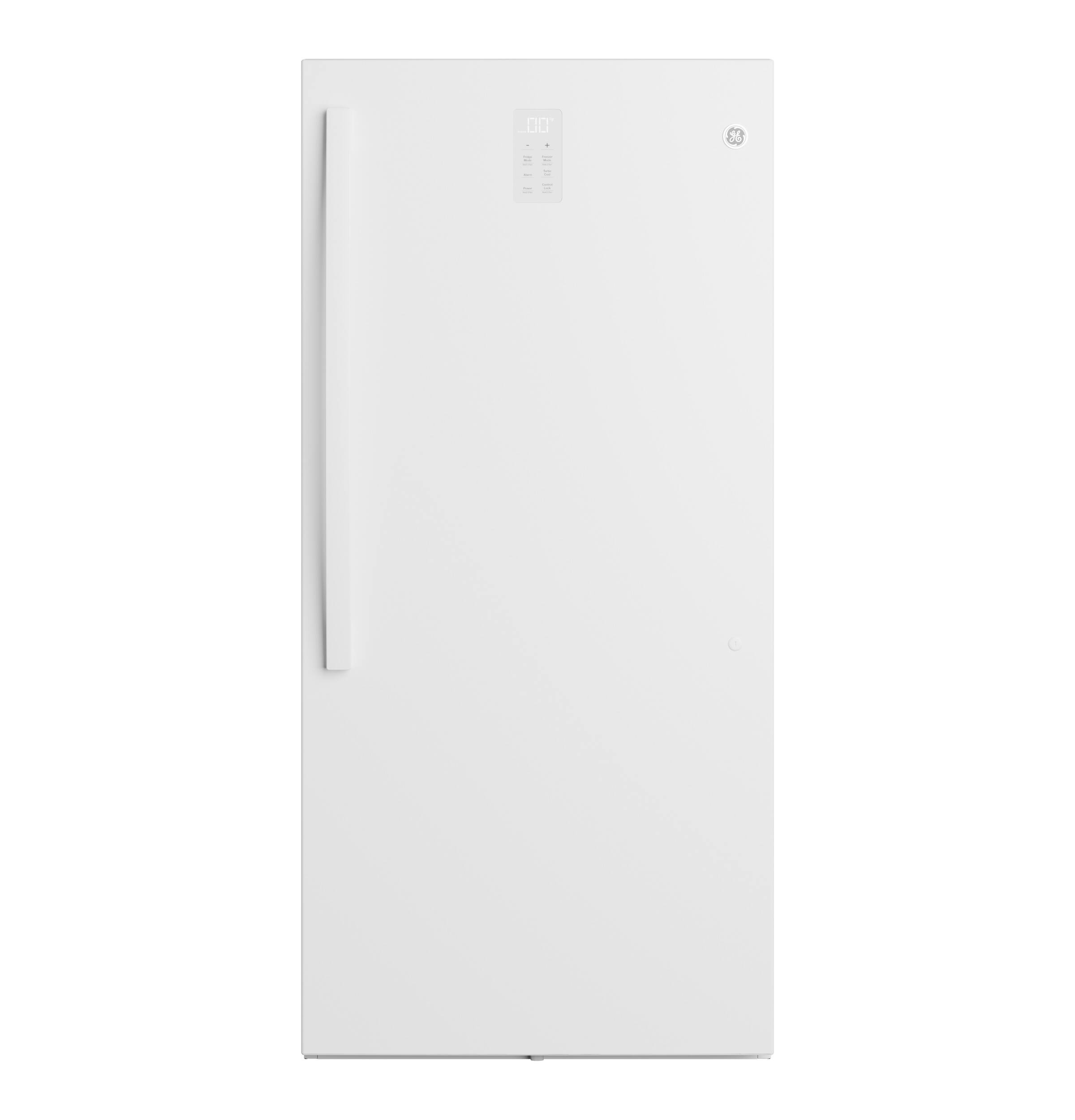 Front. GE - 14.3 Cu. Ft. Garage Ready Convertible Upright Freezer - White.