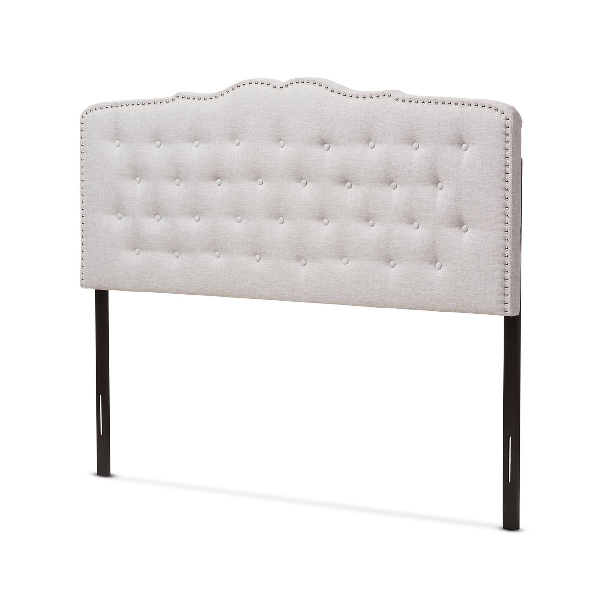 Front. Baxton Studio - Lucy Modern and Contemporary Fabric Queen Size Headboard - Greyish Beige.