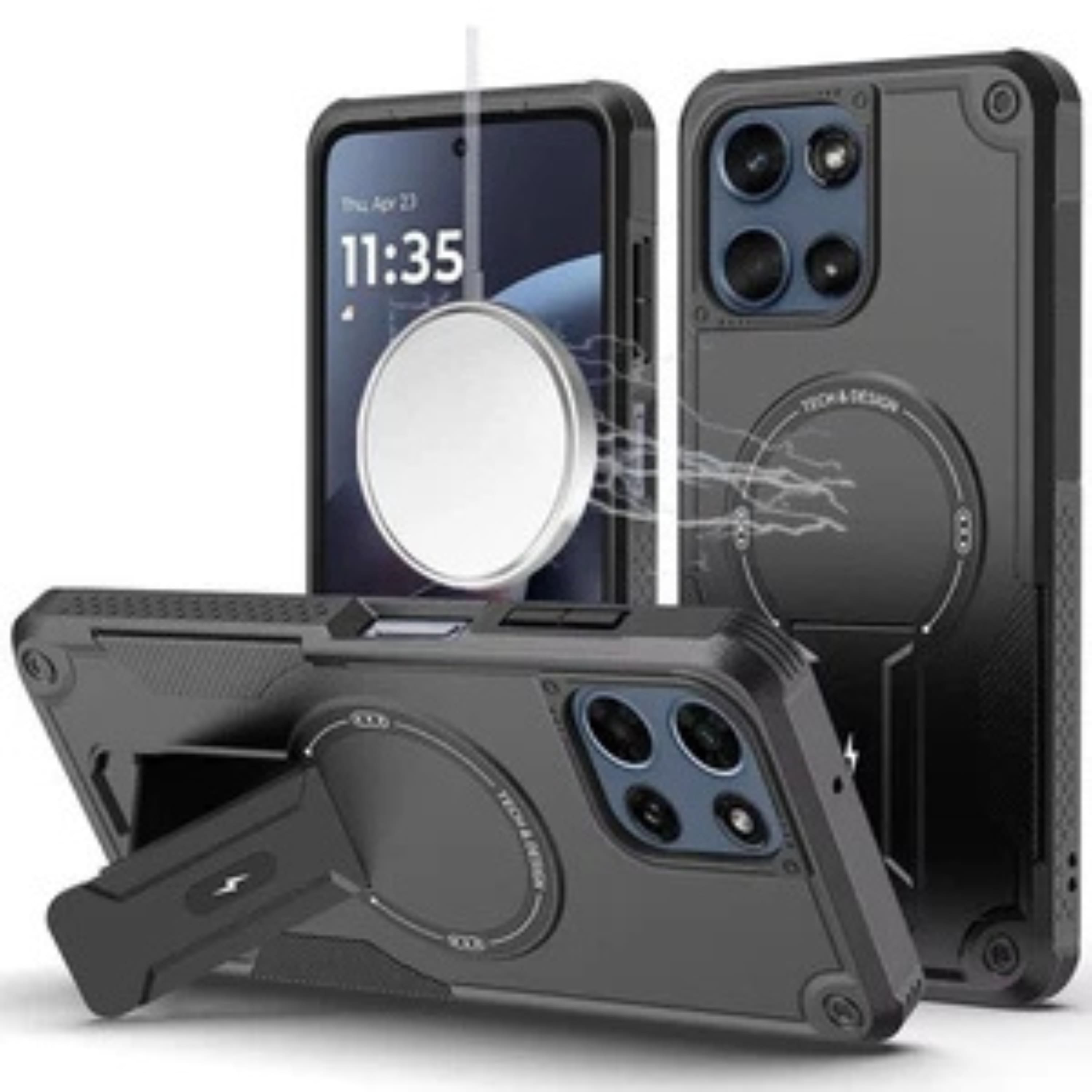 Kitcheniva - Magnetic Circle Kickstand Phone Case With Tempered Glass For Moto G 2025/2026/G Play 2026 - Black price history on PriceWatchPro