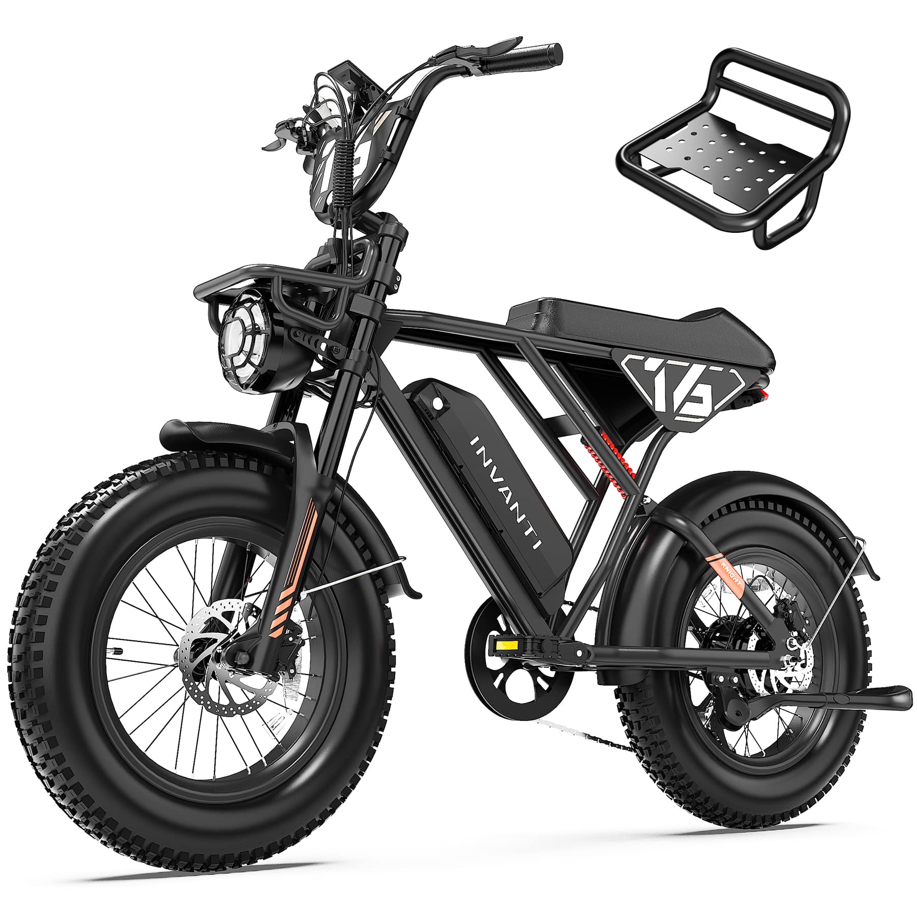 5th Wheel - NITROX Retro Electric Bike w/ 55 mi Max Operating Range & 20 mph Max Speed - 20 - Black