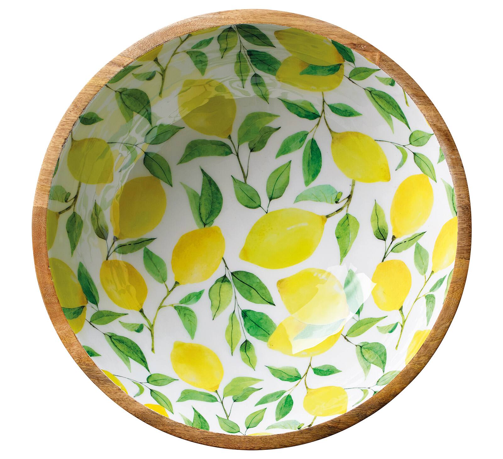 Alt View 1. Zassenhaus - Mango Wood Lacquered Large Serving Bowl, 13.75" x 4.7", Lemon - Lemon.