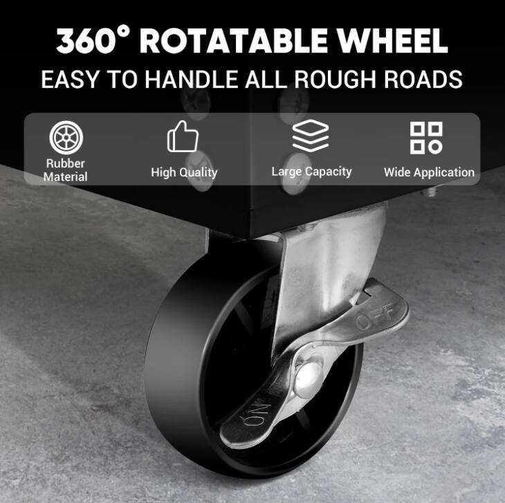 360° ROTATABLE WHEEL  
EASY TO HANDLE ALL ROUGH ROADS  

- Rubber Material  
- High Quality  
- Large Capacity  
- Wide Application