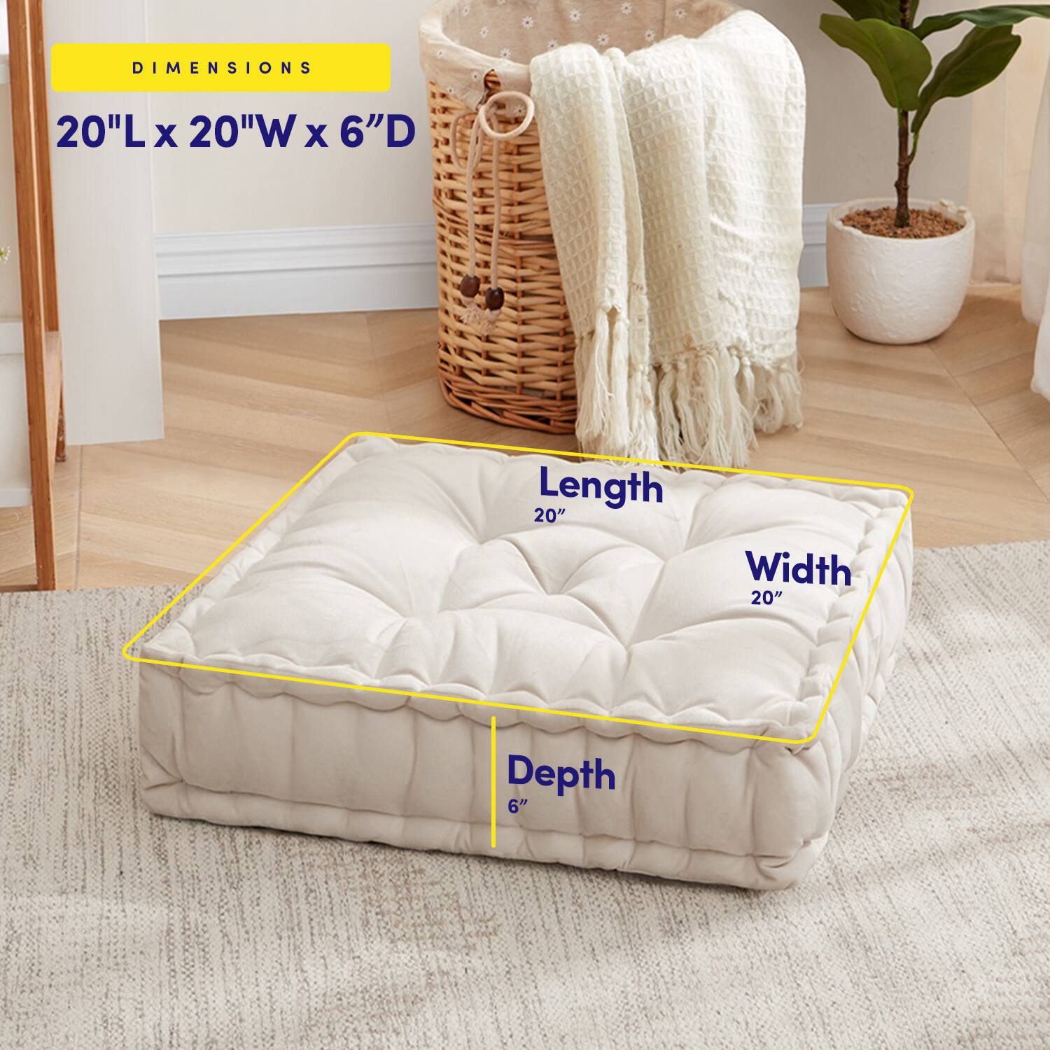 DIMENSIONS  
20"L x 20"W x 6"D  

Length 20"  
Width 20"  
Depth 6"