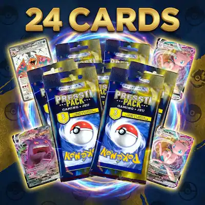 Pack of 8 Presstine Pokemon Presstipack 3-Card Packs - 24 Cards Total Pack of 8 Presstine Pokemon Presstipack 3-Card Packs - 24 Cards Total