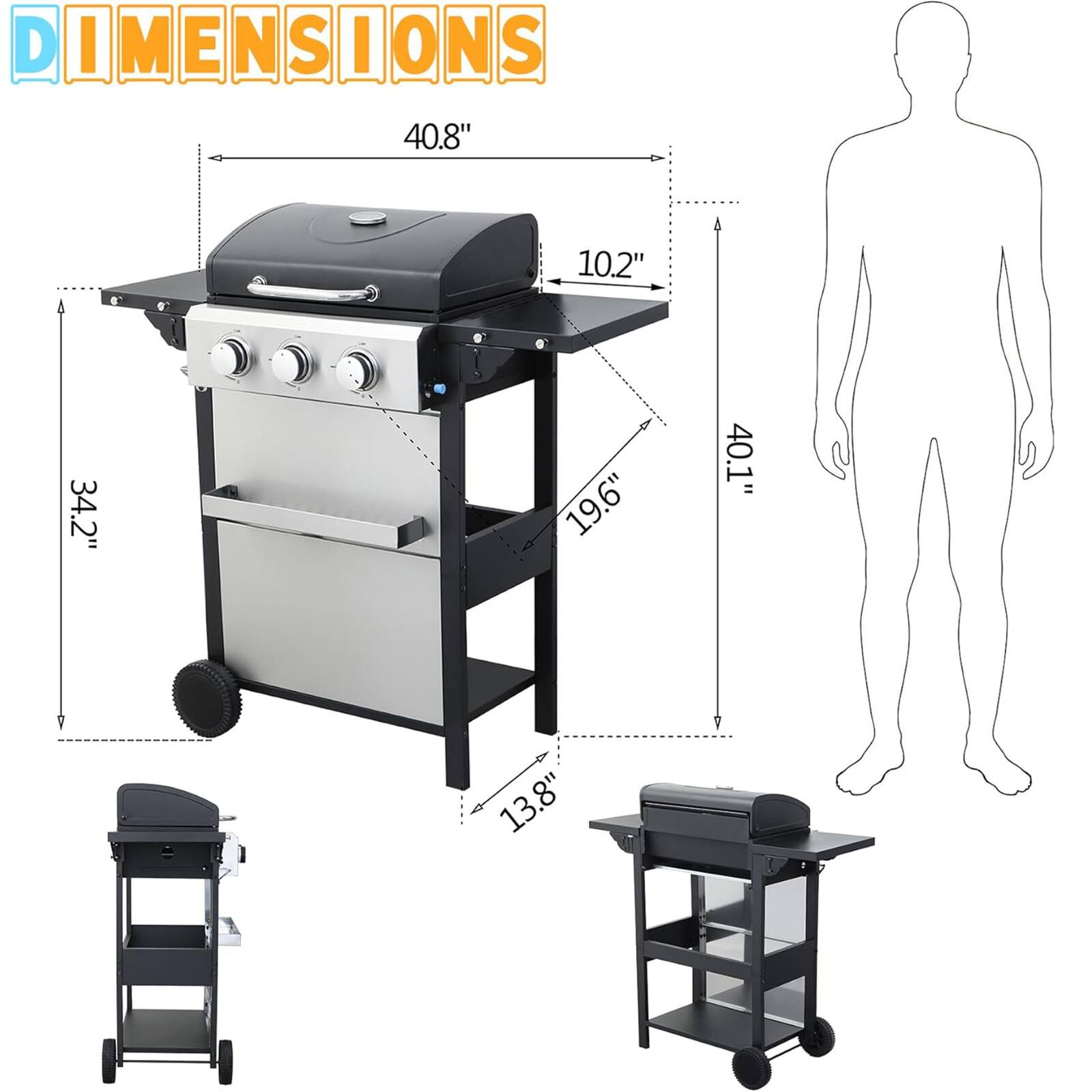 DIMENSIONS  
40.8"  
10.2"  
34.2"  
19.6"  
40.1"  
13.8"
