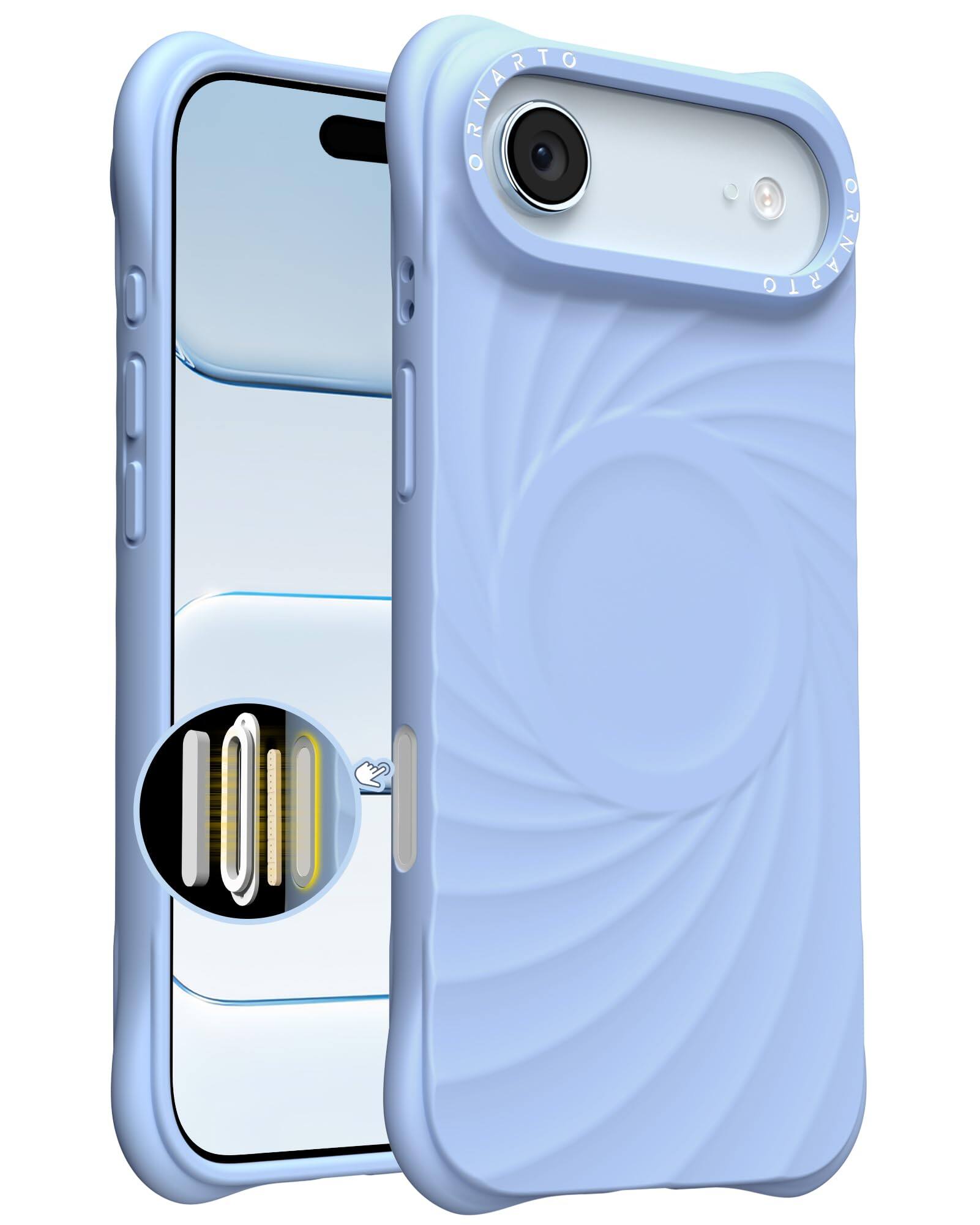 Alt View 1. Ornarto - ORNARTO Vortuxe Series Bundle for iPhone 17 Air Case 6.5" and for MagSafe Phone Ring Holder in Sky Whisper - Sky Whisper.