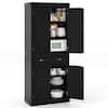 Front. Costway - Costway Kitchen Cabinet Pantry Cupboard Freestanding with Shelves - Black.