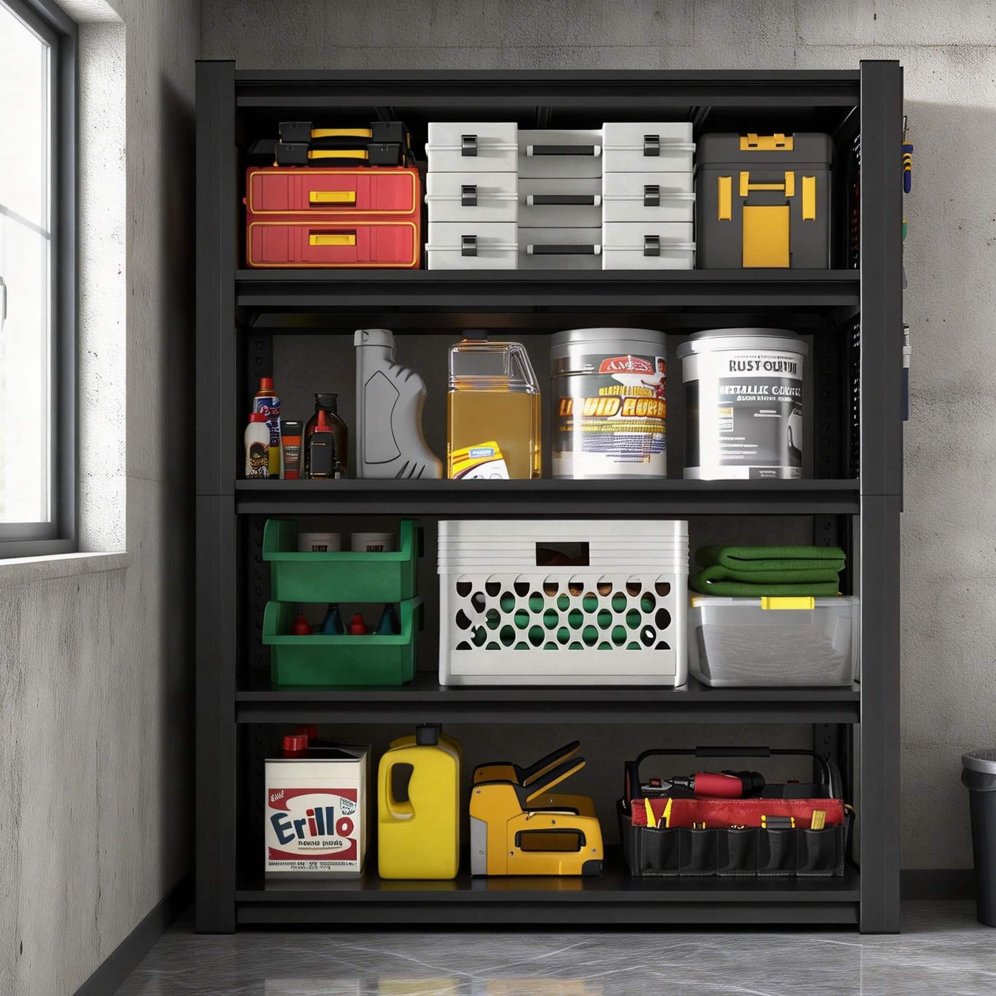 Anysun - 78"H Industrial Vertical Metal Heavy-Duty Storage Rack with Adjustable and Convertible Shelves, Assembly Required - Black